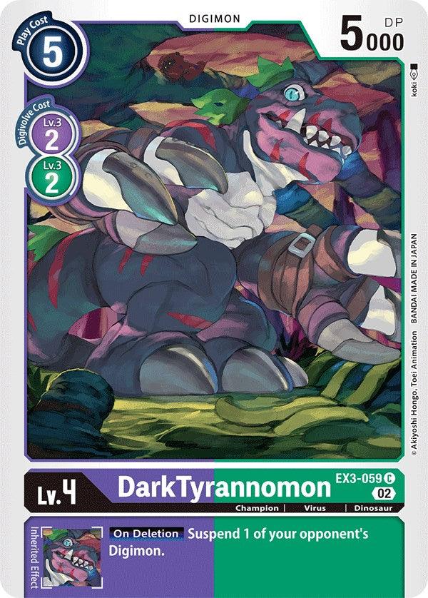 Champion, Common, Digimon, Dinosaur, Draconic Roar, EX3-059, Green;Purple, Virus DarkTyrannomon [EX3-059] [Draconic Roar] - Trading Card World