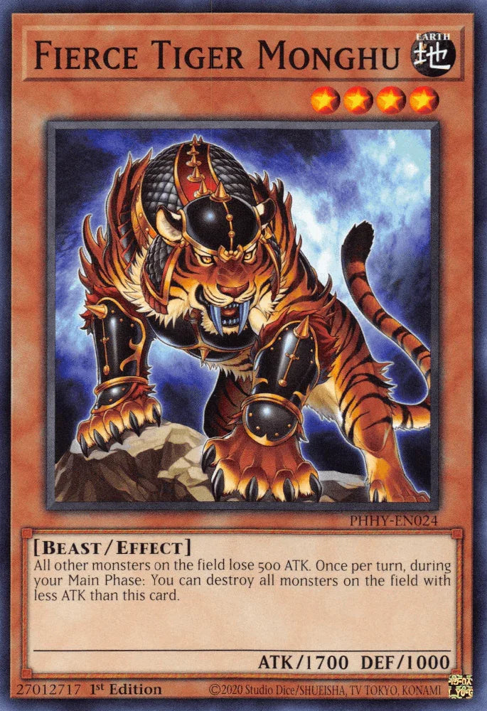 1st Edition, Beast, Common, Earth, Effect Monster, Photon Hypernova Fierce Tiger Monghu [PHHY-EN024] Common - Trading Card World