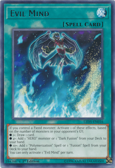 1st Edition, Legendary Duelists: Immortal Destiny, Normal Spell, Rare, Spell Evil Mind [LED5-EN016] Rare - Trading Card World