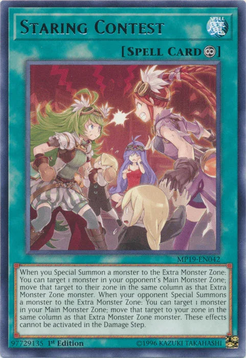 1st Edition, 2019 Gold Sarcophagus Tin Mega Pack, Continuous Spell, Rare, Spell, Unlimited Staring Contest [MP19-EN042] Rare - Trading Card World