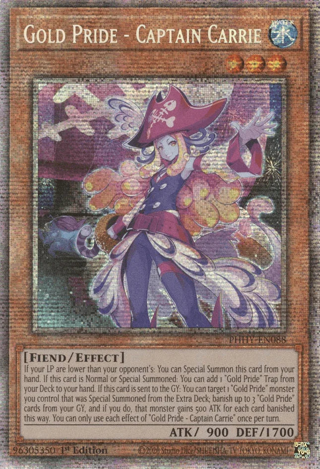 1st Edition, Effect Monster, Fiend, Photon Hypernova, Starlight Rare, Water Gold Pride - Captain Carrie [PHHY-EN088] Starlight Rare - Trading Card World