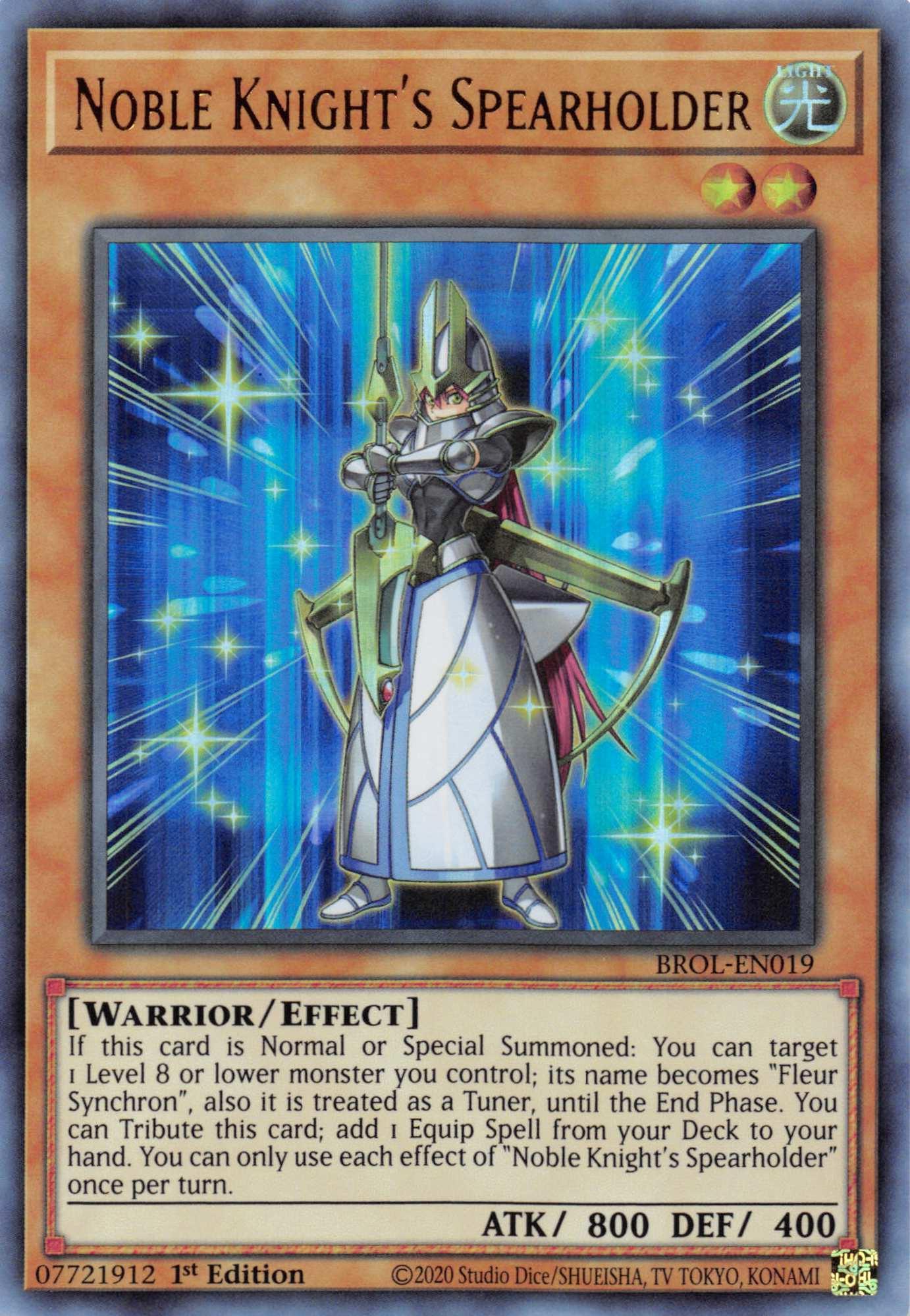 1st Edition, Brothers of Legend, Effect Monster, Light, Ultra Rare, Warrior Noble Knight's Spearholder [BROL-EN019] Ultra Rare - Trading Card World