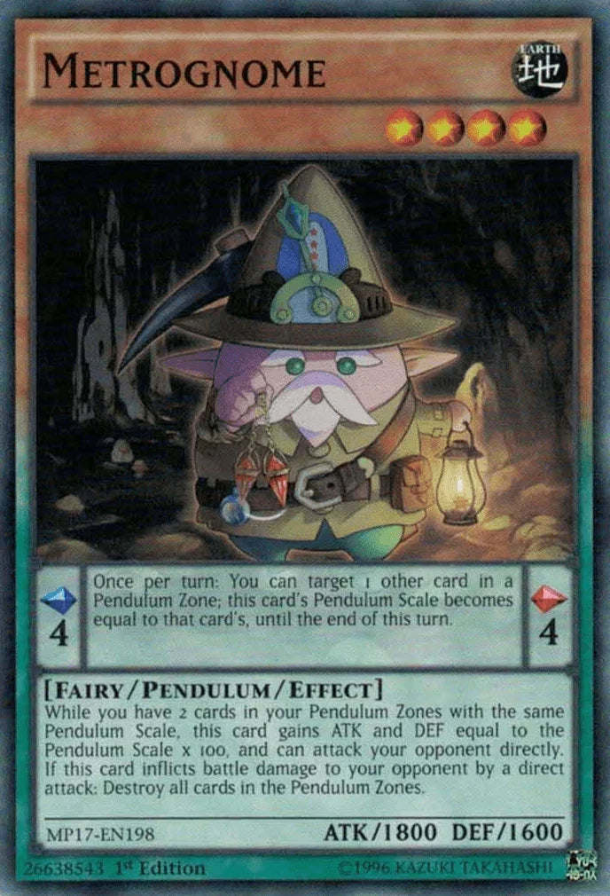 1st Edition, 2017 Mega-Tins Mega Pack, Common, Earth, Fairy, Pendulum/Effect Monster Metrognome [MP17-EN198] Common - Trading Card World