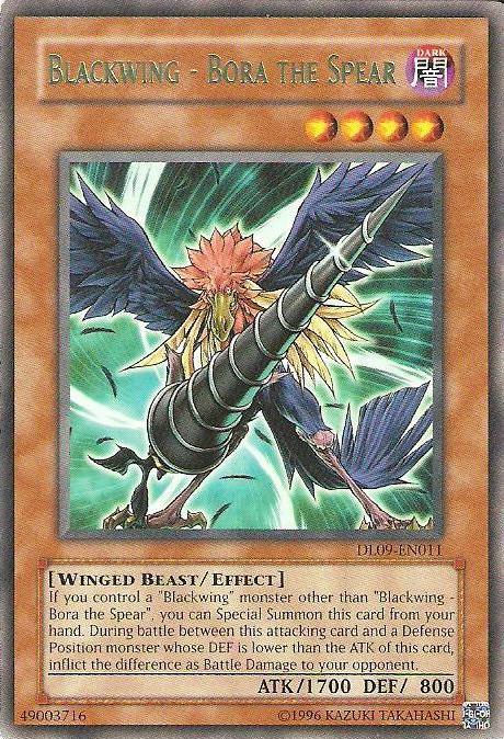 Dark, Duelist League Promo, Effect Monster, Rare, Unlimited, Winged Beast Blackwing - Bora the Spear (Green) [DL09-EN011] Rare - Trading Card World