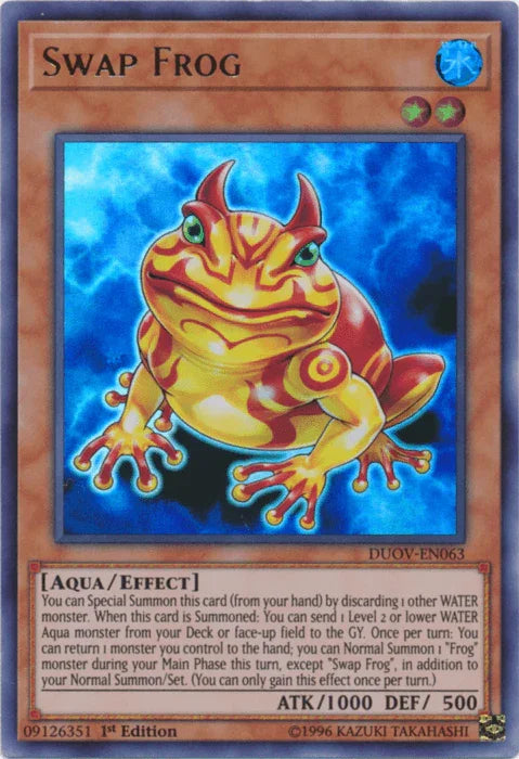 1st Edition, Aqua, Duel Overload, Effect Monster, Ultra Rare, Water Swap Frog [DUOV-EN063] Ultra Rare - Trading Card World