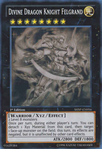 1st Edition, Ghost Rare, Light, Shadow Specters, Unlimited, Warrior, Xyz/Effect Monster Divine Dragon Knight Felgrand [SHSP-EN056] Ghost Rare - Trading Card World