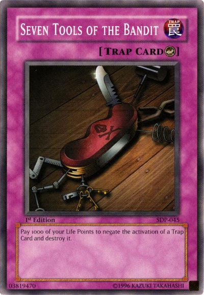 1st Edition, Common, Counter Trap, Starter Deck: Pegasus, Trap, Unlimited Seven Tools of the Bandit [SDP-045] Common - Trading Card World