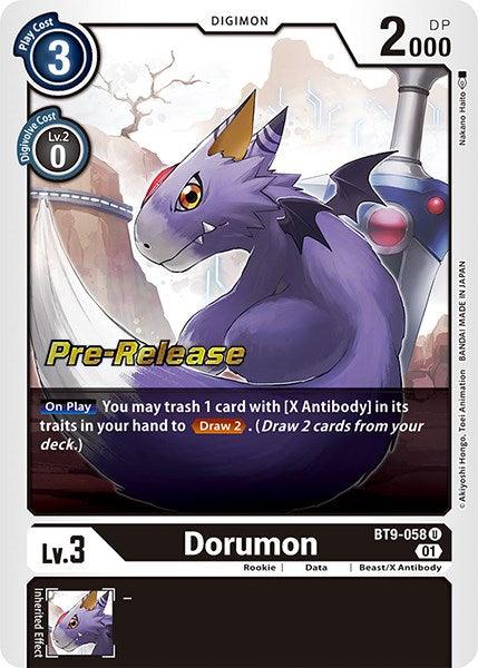 Beast/X Antibody, Black, BT9-058, Data, Digimon, Rookie, Uncommon, X Record Pre-Release Promos Dorumon [BT9-058] [X Record Pre-Release Promos] - Trading Card World