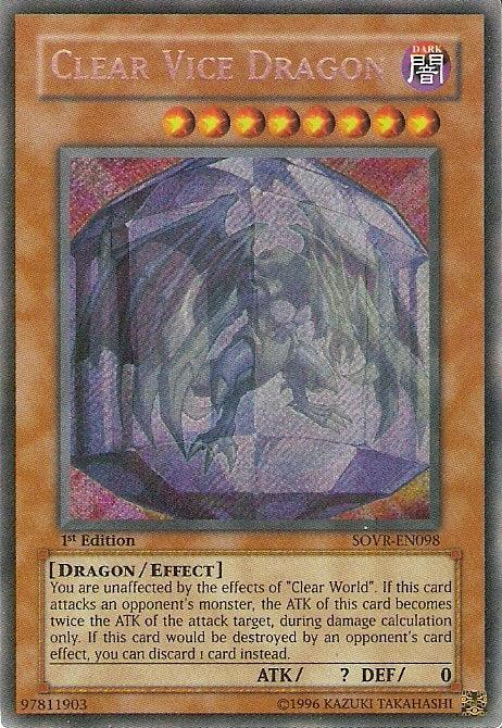 1st Edition, Dark, Dragon, Effect Monster, Secret Rare, Stardust Overdrive, Unlimited Clear Vice Dragon [SOVR-EN098] Secret Rare - Trading Card World