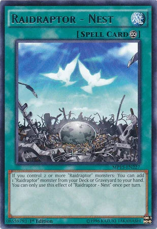1st Edition, 2015 Mega-Tins Mega Pack, Continuous Spell, Rare, Spell Raidraptor - Nest [MP15-EN227] Rare - Trading Card World