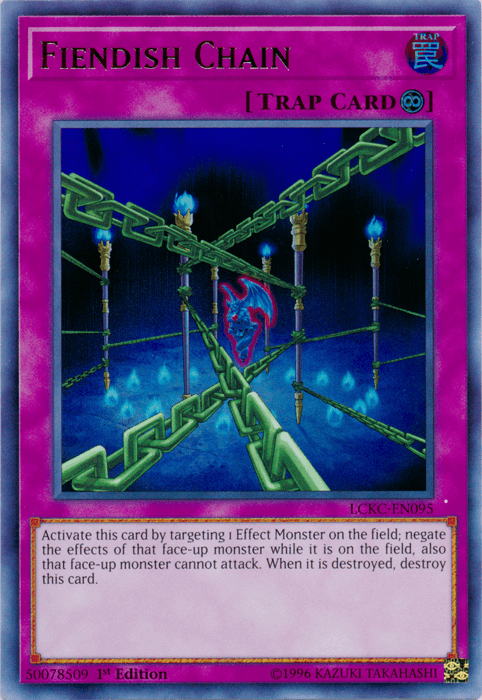 1st Edition, Continuous Trap, Legendary Collection Kaiba, Trap, Ultra Rare, Unlimited Fiendish Chain [LCKC-EN095] Ultra Rare - Trading Card World