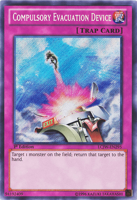 1st Edition, Legendary Collection 4: Joey's World, Normal Trap, Secret Rare, Trap Compulsory Evacuation Device [LCJW-EN295] Secret Rare - Trading Card World