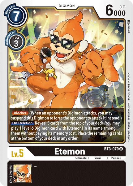 Black, BT3-070, Digimon, Puppet, Rare, Release Special Booster Ver.1.5, Ultimate, Virus Etemon [BT3-070] [Release Special Booster Ver.1.5] - Trading Card World