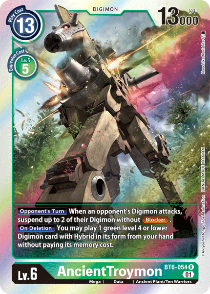 Ancient Plant/Ten Warriors, BT6-054, Data, Digimon, Double Diamond, Green, Mega, Rare AncientTroymon [BT6-054] [Double Diamond] - Trading Card World