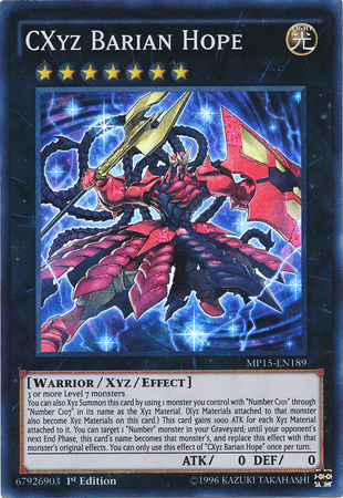 1st Edition, 2015 Mega-Tins Mega Pack, Light, Super Rare, Warrior, Xyz/Effect Monster CXyz Barian Hope [MP15-EN189] Super Rare - Trading Card World