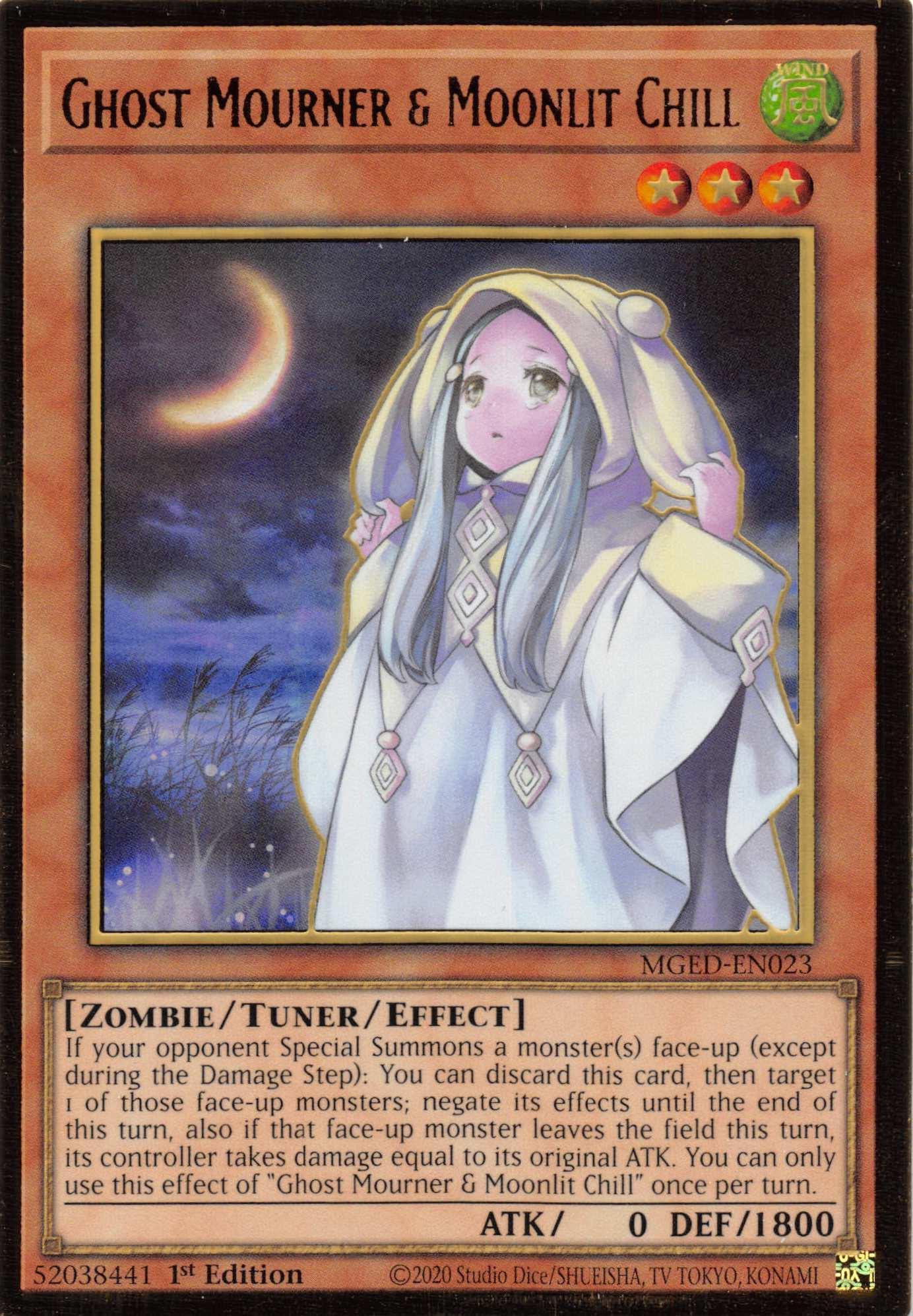 1st Edition, Gold Rare, Maximum Gold: El Dorado, Tuner/Effect Monster, Wind, Zombie Ghost Mourner & Moonlit Chill [MGED-EN023] Gold Rare - Trading Card World