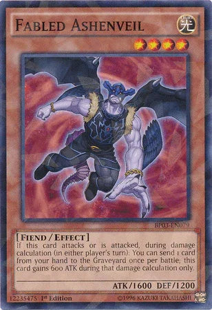 1st Edition, Battle Pack 3: Monster League, Effect Monster, Fiend, Light, Shatterfoil Rare Fabled Ashenveil [BP03-EN079] Shatterfoil Rare - Trading Card World
