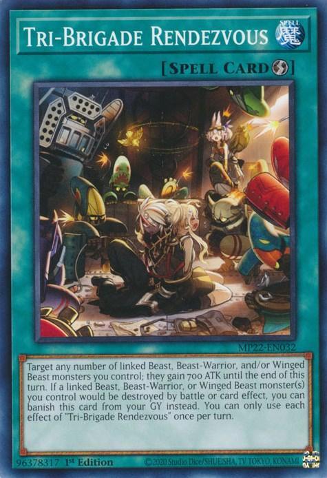 1st Edition, 2022 Tin of the Pharaoh's Gods, Common, Quick-Play Spell, Spell Tri-Brigade Rendezvous [MP22-EN032] Common - Trading Card World