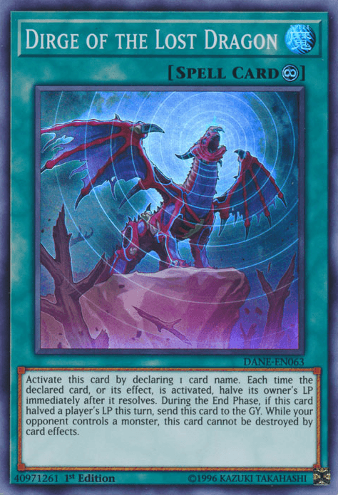 1st Edition, Continuous Spell, Dark Neostorm, Spell, Super Rare, Unlimited Dirge of the Lost Dragon [DANE-EN063] Super Rare - Trading Card World