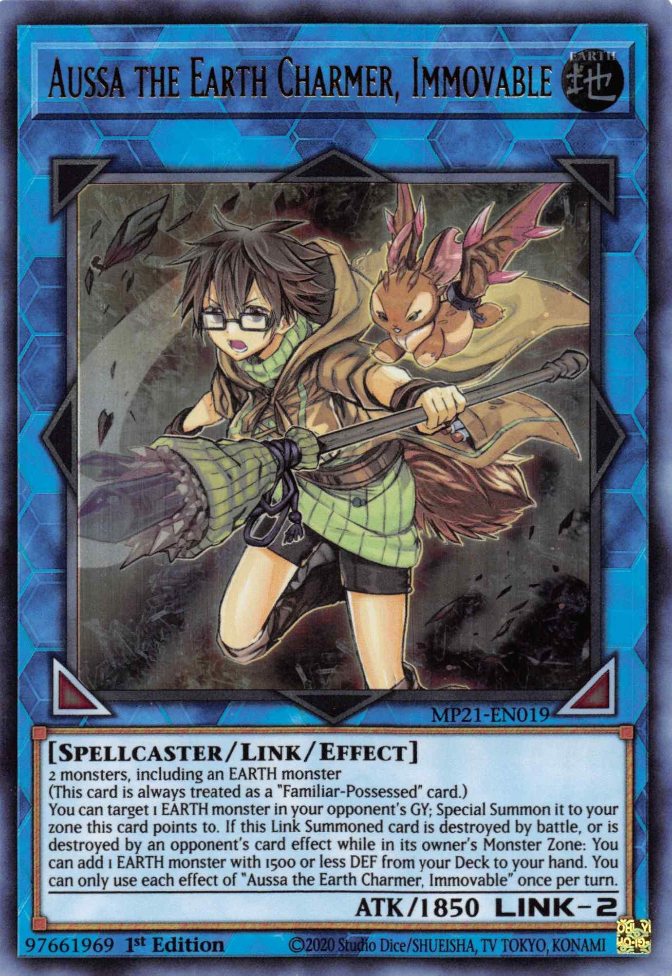 1st Edition, 2021 Tin of Ancient Battles, Earth, Link/Effect Monster, Spellcaster, Ultra Rare Aussa the Earth Charmer, Immovable [MP21-EN019] Ultra Rare - Trading Card World