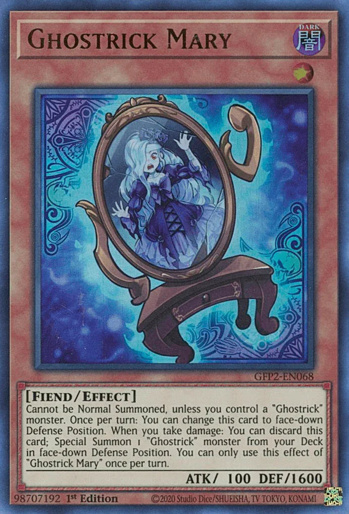 1st Edition, Dark, Effect Monster, Fiend, Ghosts From the Past: The 2nd Haunting, Ultra Rare Ghostrick Mary [GFP2-EN068] Ultra Rare - Trading Card World