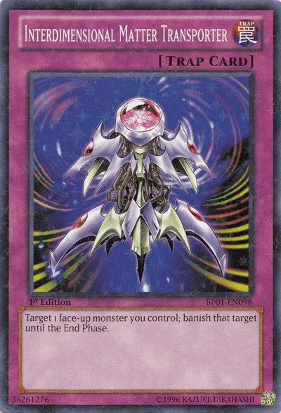 1st Edition, Battle Pack: Epic Dawn, Normal Trap, Starfoil Rare, Trap, Unlimited Interdimensional Matter Transporter [BP01-EN098] Starfoil Rare - Trading Card World