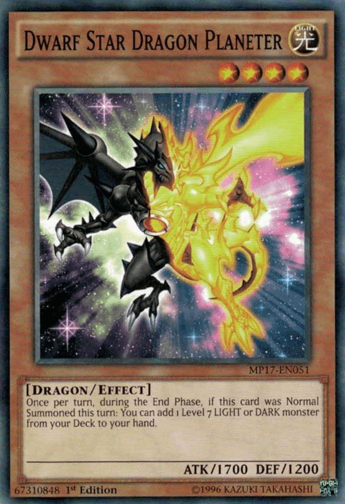 1st Edition, 2017 Mega-Tins Mega Pack, Common, Dragon, Effect Monster, Light Dwarf Star Dragon Planeter [MP17-EN051] Common - Trading Card World