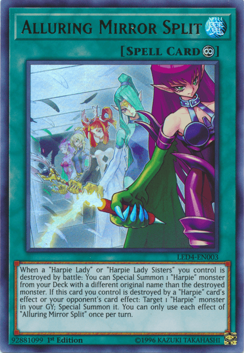 1st Edition, Continuous Spell, Legendary Duelists: Sisters of the Rose, Spell, Ultra Rare Alluring Mirror Split [LED4-EN003] Ultra Rare - Trading Card World