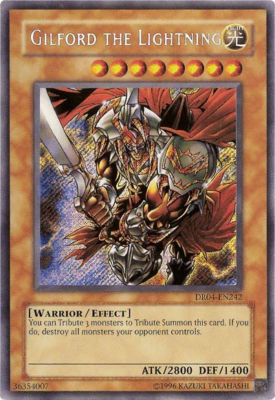 Dark Revelation Volume 4, Effect Monster, Light, Secret Rare, Unlimited, Warrior Gilford the Lightning [DR04-EN242] Secret Rare - Trading Card World