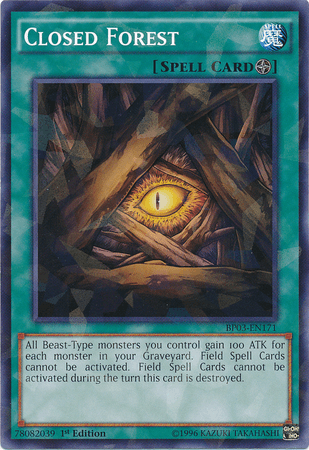 1st Edition, Battle Pack 3: Monster League, Field Spell, Shatterfoil Rare, Spell Closed Forest [BP03-EN171] Shatterfoil Rare - Trading Card World