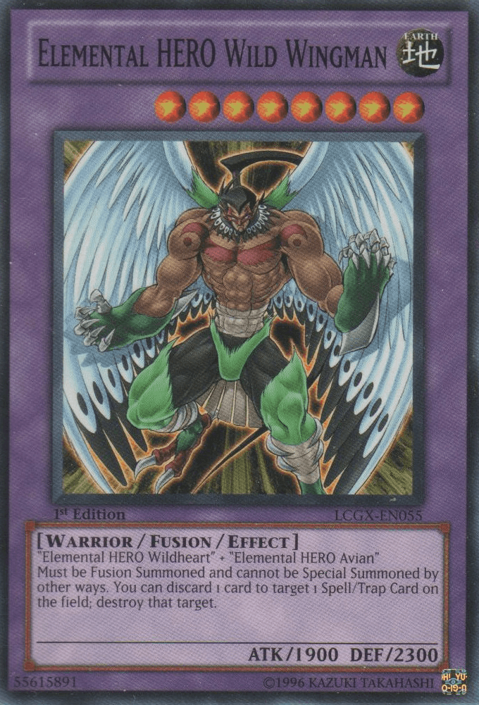 1st Edition, Common, Earth, Fusion/Effect Monster, Legendary Collection 2, Unlimited, Warrior Elemental HERO Wild Wingman [LCGX-EN055] Common - Trading Card World