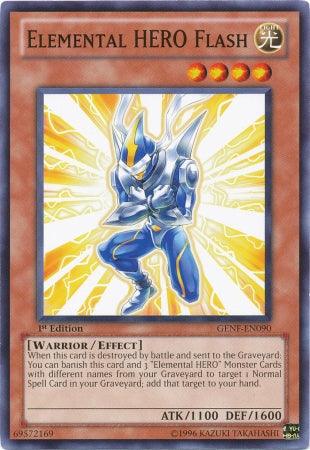 1st Edition, Common, Effect Monster, Generation Force, Light, Unlimited, Warrior Elemental Hero Flash [GENF-EN090] Common - Trading Card World