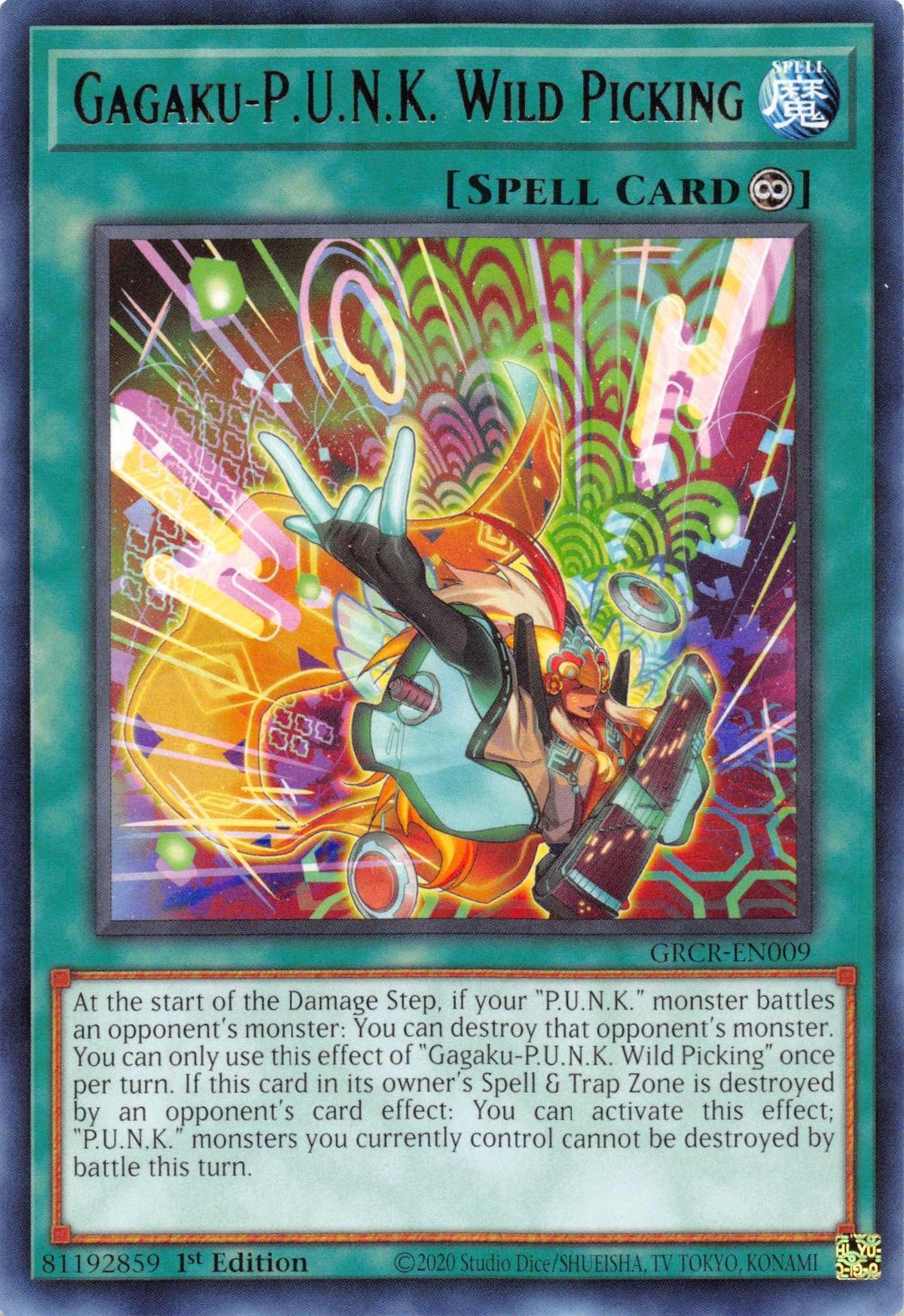 1st Edition, Continuous Spell, Rare, Spell, The Grand Creators Gagaku-P.U.N.K. Wild Picking [GRCR-EN009] Rare - Trading Card World