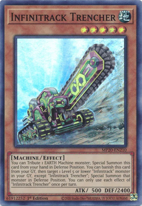1st Edition, 2020 Tin of Lost Memories, Earth, Effect Monster, Machine, Super Rare Infinitrack Trencher [MP20-EN210] Super Rare - Trading Card World