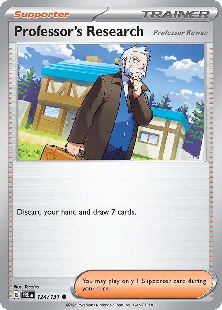 124, Common, Normal, Reverse Holofoil, Scarlet & Violet: Prismatic Evolutions, Supporter Professor's Research (124/131) [Professor Rowan] [Scarlet & Violet: Prismatic Evolutions] - Trading Card World