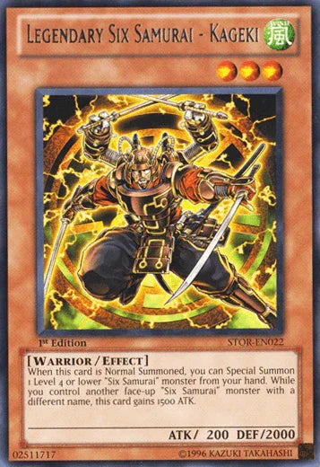 1st Edition, Effect Monster, Rare, Storm of Ragnarok, Unlimited, Warrior, Wind Legendary Six Samurai - Kageki [STOR-EN022] Rare - Trading Card World