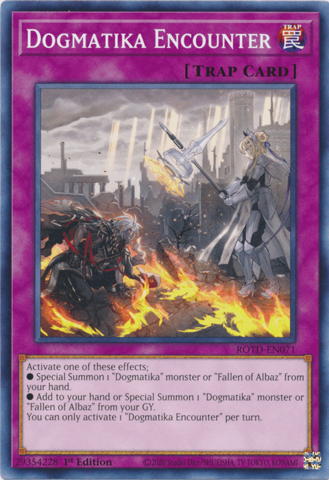 1st Edition, Common, Normal Trap, Rise of the Duelist, Trap Dogmatika Encounter [ROTD-EN071] Common - Trading Card World