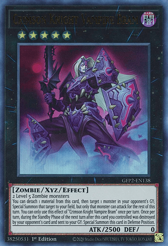 1st Edition, Dark, Ghosts From the Past: The 2nd Haunting, Ultra Rare, Xyz/Effect Monster, Zombie Crimson Knight Vampire Bram [GFP2-EN138] Ultra Rare - Trading Card World