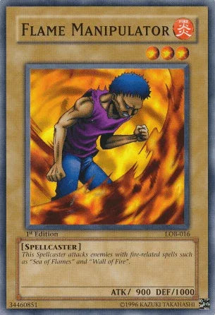1st Edition, Common, Fire, Normal Monster, Spellcaster, The Legend of Blue Eyes White Dragon, Unlimited Flame Manipulator [LOB-016] Common - Trading Card World