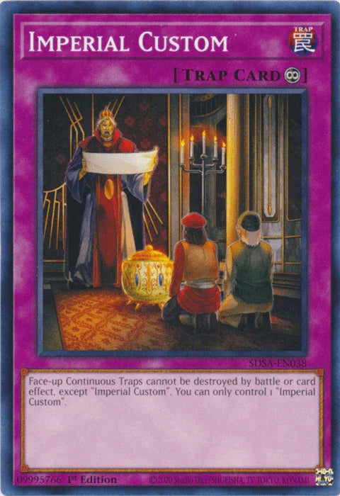 1st Edition, Common, Continuous Trap, Structure Deck: Sacred Beasts, Trap Imperial Custom [SDSA-EN038] Common - Trading Card World