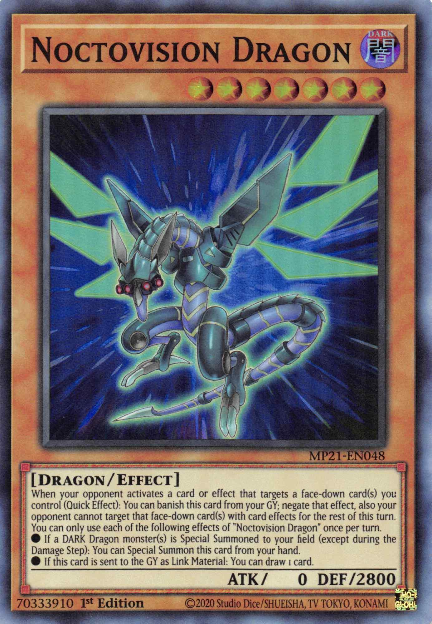 1st Edition, 2021 Tin of Ancient Battles, Dark, Dragon, Effect Monster, Super Rare Noctovision Dragon [MP21-EN048] Super Rare - Trading Card World