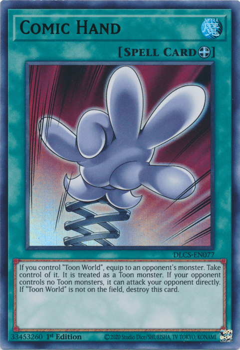 1st Edition, Dragons of Legend: The Complete Series, Equip Spell, Spell, Ultra Rare Comic Hand (Green) [DLCS-EN077] Ultra Rare - Trading Card World