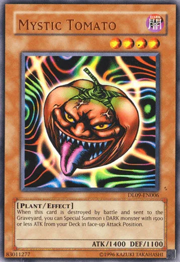 Dark, Duelist League Promo, Effect Monster, Plant, Rare, Unlimited Mystic Tomato (Bronze) [DL09-EN006] Rare - Trading Card World
