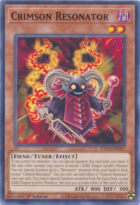 1st Edition, Common, Dark, Eternity Code, Fiend, Tuner/Effect Monster Crimson Resonator [ETCO-EN017] Common - Trading Card World