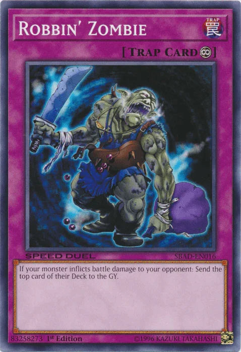 1st Edition, Common, Continuous Trap, Speed Duel: Attack from the Deep, Trap Robbin' Zombie [SBAD-EN016] Common - Trading Card World