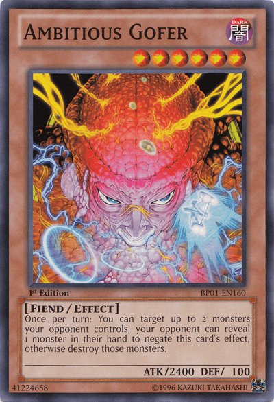 1st Edition, Battle Pack: Epic Dawn, Common, Dark, Effect Monster, Fiend, Unlimited Ambitious Gofer [BP01-EN160] Common - Trading Card World