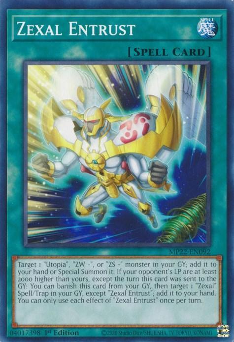 1st Edition, 2022 Tin of the Pharaoh's Gods, Common, Normal Spell, Spell Zexal Entrust [MP22-EN092] Common - Trading Card World
