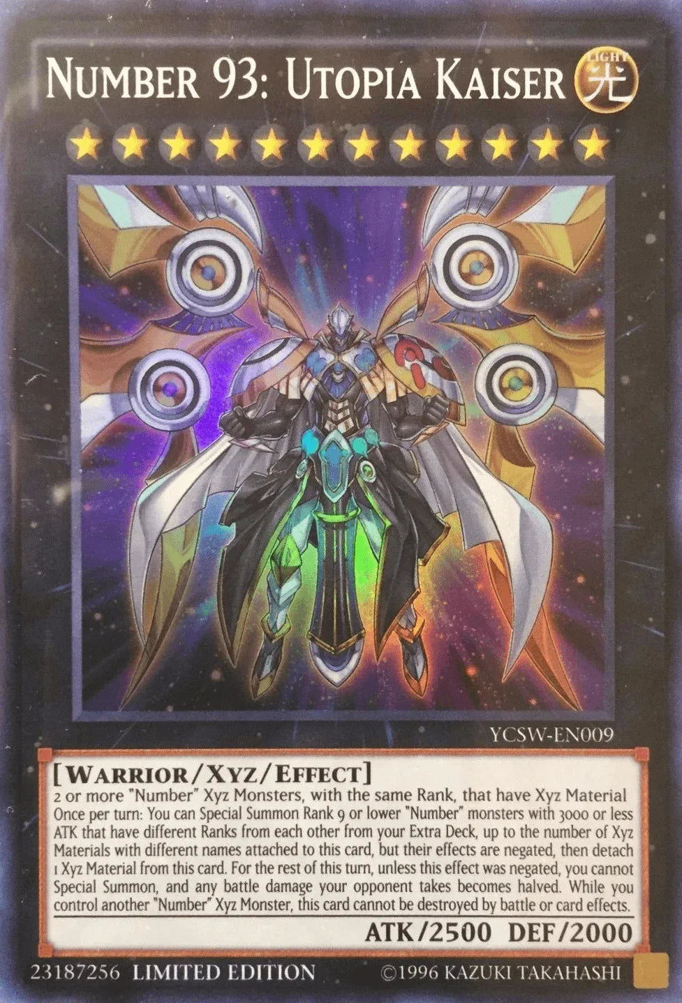 Light, Limited, Super Rare, Warrior, Xyz/Effect Monster, Yu-Gi-Oh! Championship Series Prize Cards Number 93: Utopia Kaiser [YCSW-EN009] Super Rare - Trading Card World