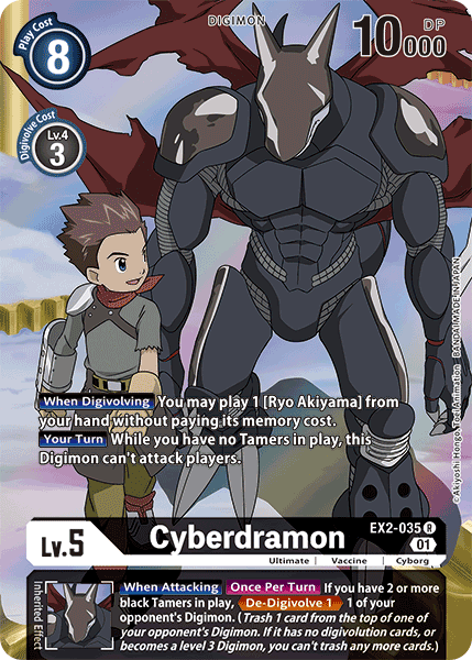 Black, Cyborg, Digimon, Digital Hazard, EX2-035, Rare, Ultimate, Vaccine Cyberdramon [EX2-035] (Alternate Art) [Digital Hazard] - Trading Card World