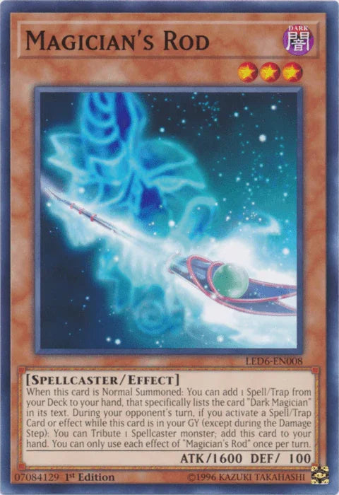 1st Edition, Common, Dark, Effect Monster, Legendary Duelists: Magical Hero, Spellcaster, Unlimited Magician's Rod [LED6-EN008] Common - Trading Card World